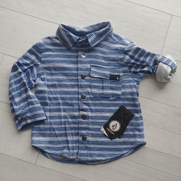 VOLCOM Baby NEW Long Sleeve Button Up Shirt & Denim Jogger Pants - Picture 2 of 14
